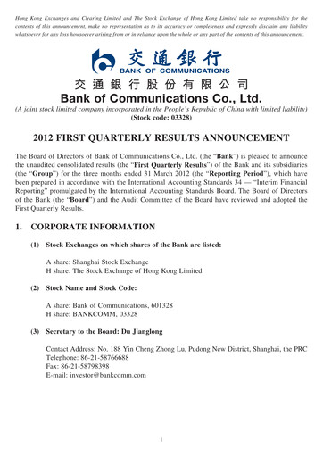 Thumbnail Bank of Communications Quarterly Report 2012-q1