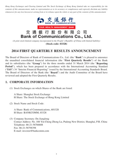 Thumbnail Bank of Communications Quarterly Report 2014-q1