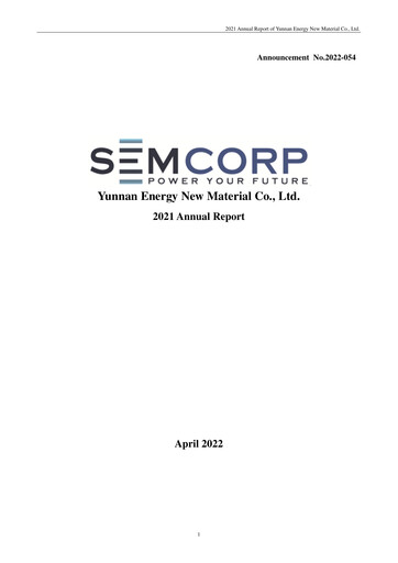 Thumbnail Yunnan Energy New Material Annual Report 2021