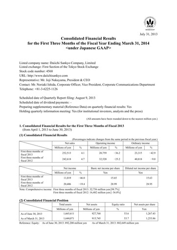 Thumbnail Daiichi Sankyō Financial Statement 2013-q1