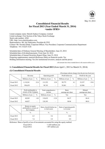 Thumbnail Daiichi Sankyō Financial Statement 2013