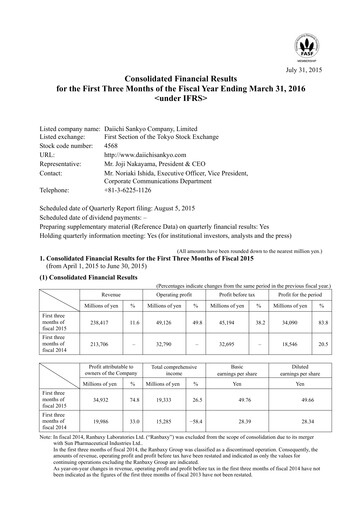 Thumbnail Daiichi Sankyō Financial Statement 2015-q1