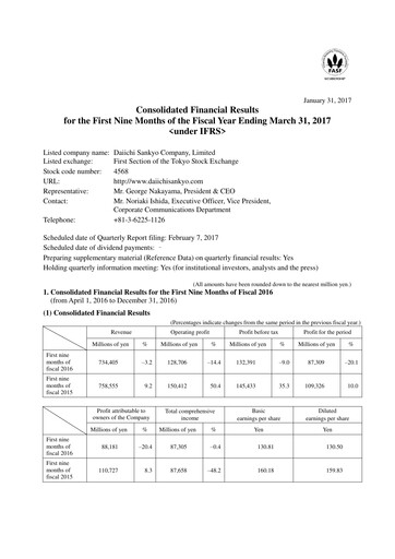 Thumbnail Daiichi Sankyō Financial Statement 2016-9m