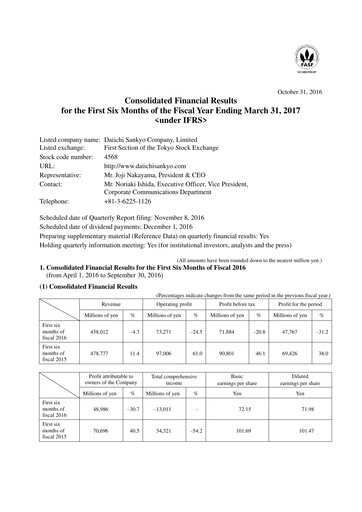 Thumbnail Daiichi Sankyō Financial Statement 2016-h1