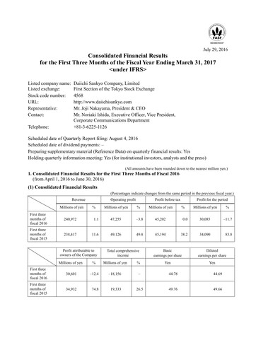 Thumbnail Daiichi Sankyō Financial Statement 2016-q1