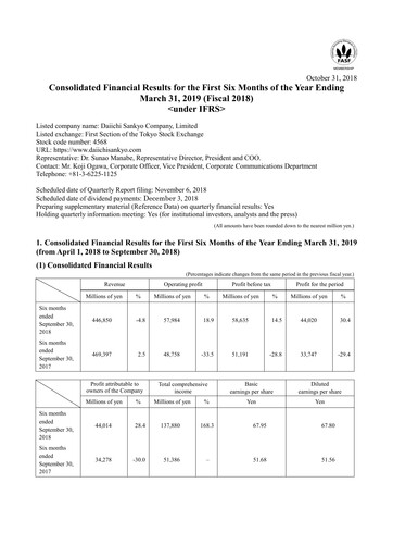 Thumbnail Daiichi Sankyō Financial Statement 2018-h1