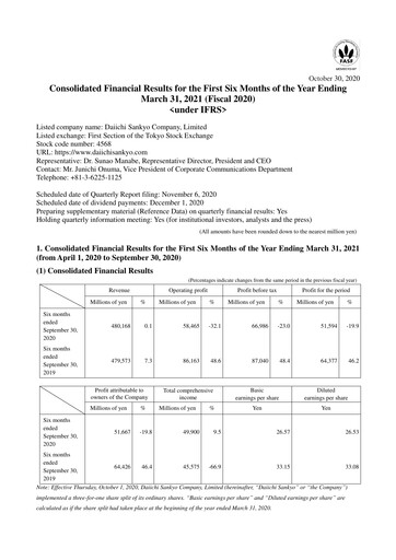 Thumbnail Daiichi Sankyō Financial Statement 2020-h1