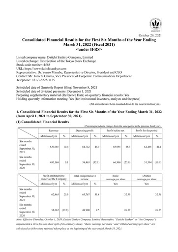 Thumbnail Daiichi Sankyō Financial Statement 2021-h1