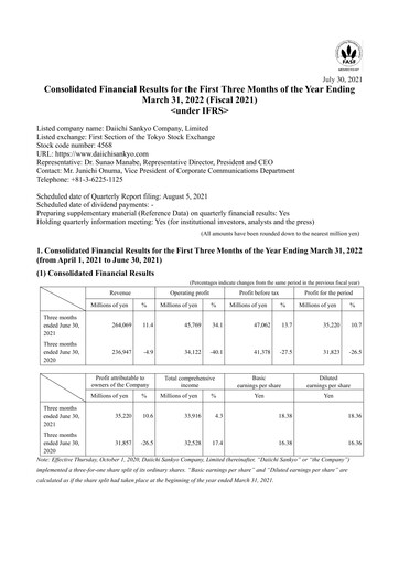 Thumbnail Daiichi Sankyō Financial Statement 2021-q1