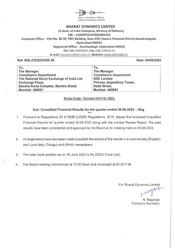 Thumbnail Bharat Dynamics
 Quarterly Report 2023-q1