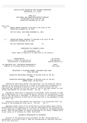 Thumbnail MKS Instruments Annual Report 2004