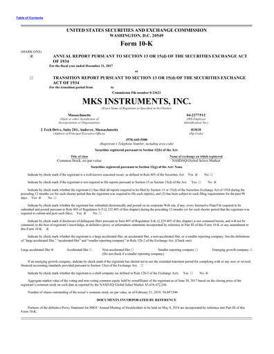 Thumbnail MKS Instruments Annual Report 2017