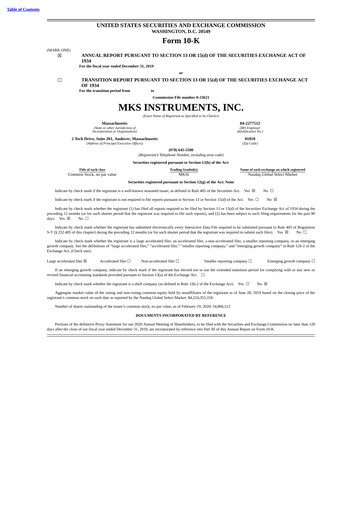 Thumbnail MKS Instruments Annual Report 2019