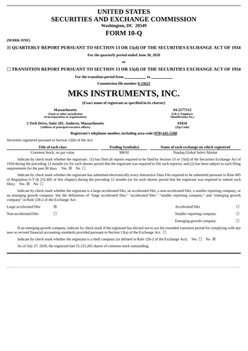 Thumbnail MKS Instruments Quarterly Report 2020-q2