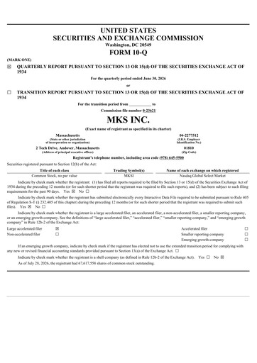 Thumbnail MKS Instruments Quarterly Report 2026-q2