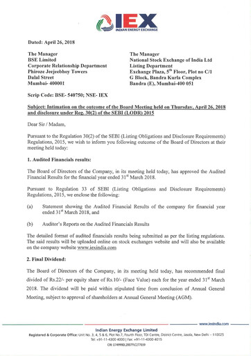 Thumbnail Indian Energy Exchange
 Financial Statement 2017-2018