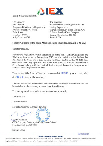Miniature Indian Energy Exchange
 Rapport trimestriel 2023-q2