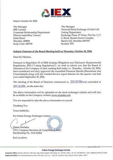 Miniature Indian Energy Exchange
 Rapport trimestriel 2024-q2