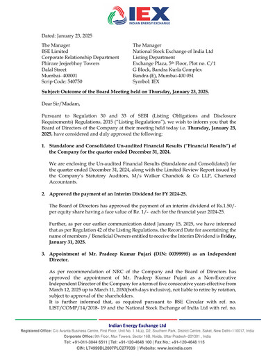 Miniature Indian Energy Exchange
 Rapport trimestriel 2024-q3