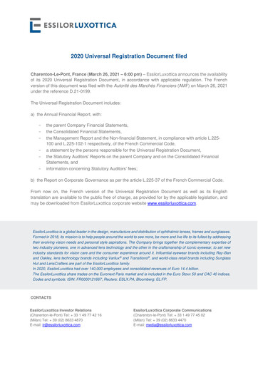 Thumbnail EssilorLuxottica Annual Report 2020