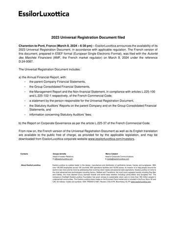 Thumbnail EssilorLuxottica Annual Report 2023