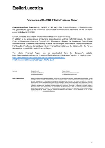 Thumbnail EssilorLuxottica Half-year Report 2022-h1