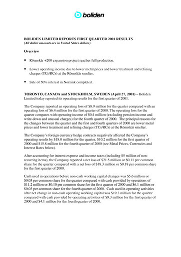 Thumbnail Boliden Quarterly Report 2001-q1