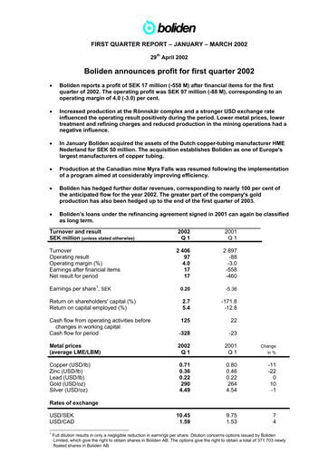 Thumbnail Boliden Quarterly Report 2002-q1