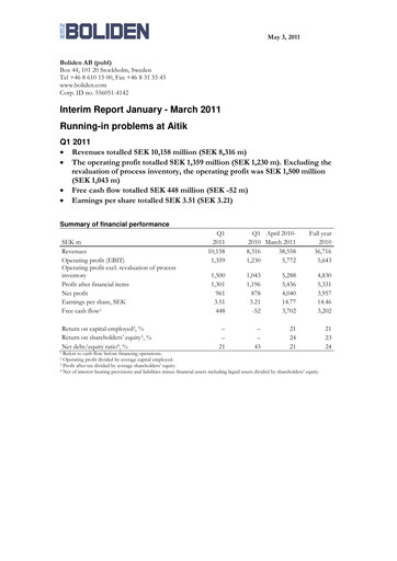 Thumbnail Boliden Quarterly Report 2011-q1