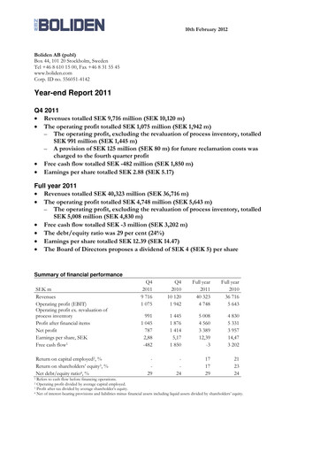 Thumbnail Boliden Quarterly Report 2011-q4