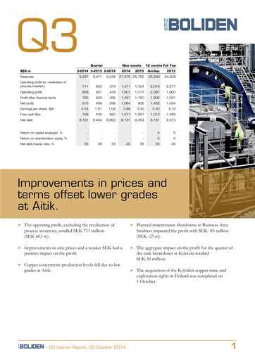 Thumbnail Boliden Quarterly Report 2014-q3