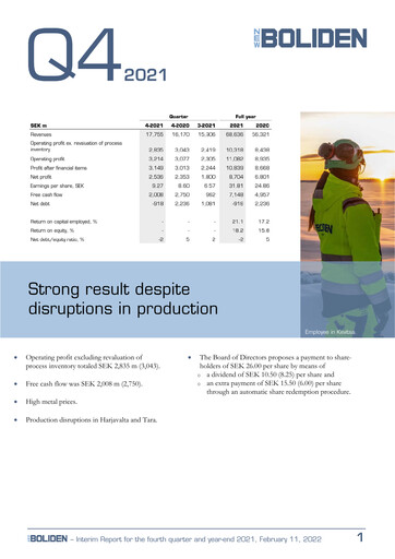 Thumbnail Boliden Quarterly Report 2021-q4