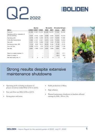 Thumbnail Boliden Quarterly Report 2022-q2