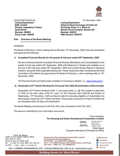 Thumbnail Hudco Quarterly Report 2025-q2