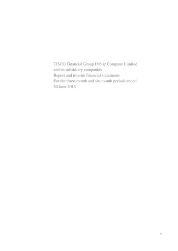 Thumbnail TISCO Financial Group Quarterly Report 2013-q2