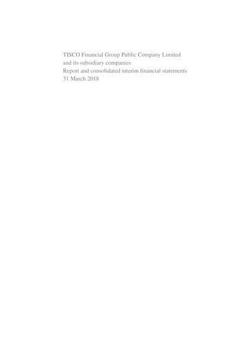 Thumbnail TISCO Financial Group Quarterly Report 2018-q1