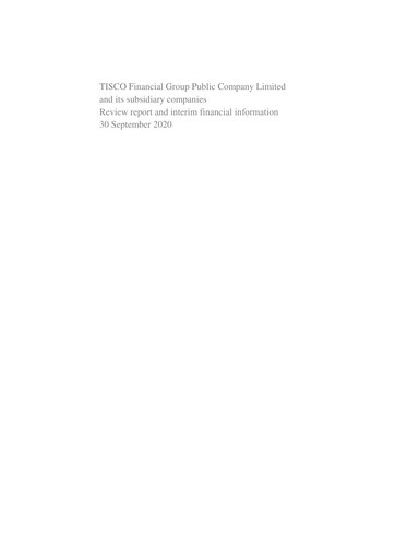 Thumbnail TISCO Financial Group Quarterly Report 2020-q3