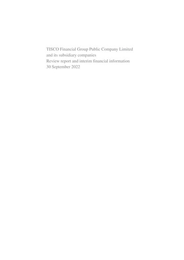 Thumbnail TISCO Financial Group Quarterly Report 2022-q3