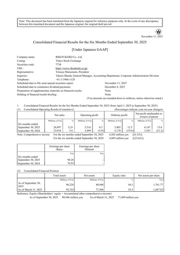 Thumbnail Riken Keiki Half-year Report 2025-h1