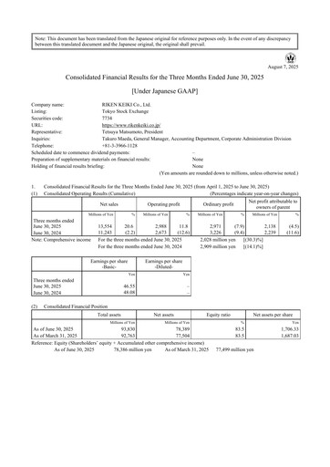 Thumbnail Riken Keiki Quarterly Report 2025-q1