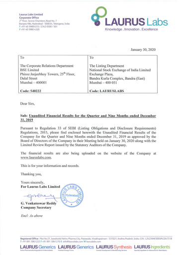 Miniature Laurus Labs
 Rapport trimestriel 2020-q3