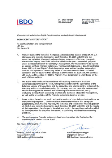 Thumbnail JBS N.V. Financial Statement 2009