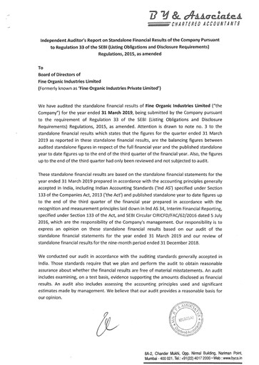 Thumbnail Fine Organics Financial Report 2018-2019