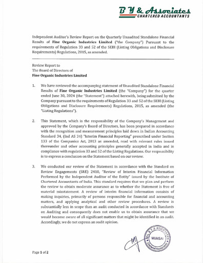 Thumbnail Fine Organics Quarterly Report 2024-q1