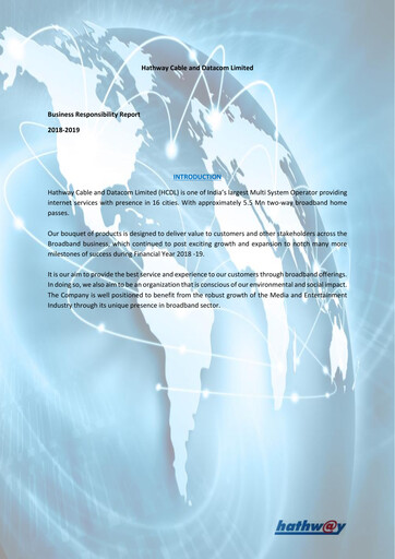 Thumbnail Hathway ESG Report 2018-2019