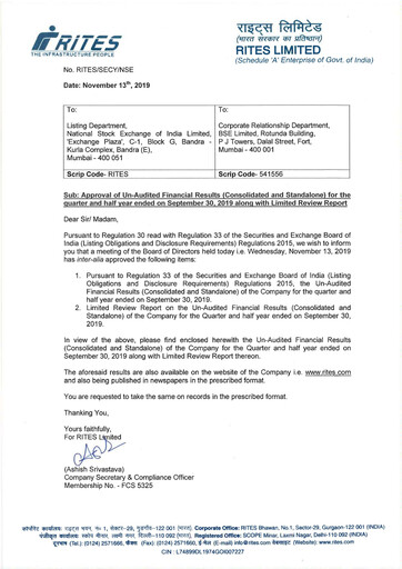 Thumbnail RITES
 Quarterly Report 2019-q2