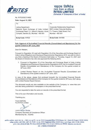 Thumbnail RITES
 Quarterly Report 2021-q1