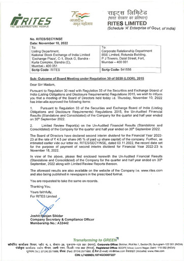 Thumbnail RITES
 Quarterly Report 2022-q2