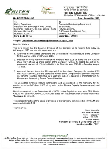 Thumbnail RITES
 Quarterly Report 2025-q1