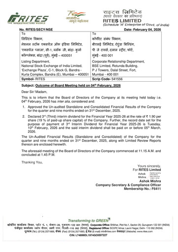 Thumbnail RITES
 Quarterly Report 2025-q3